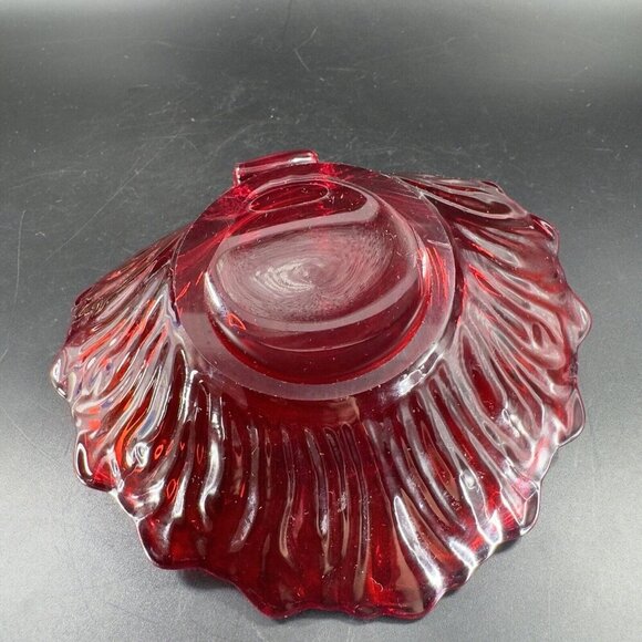 Vintage Viking Ruby Red Glass Leaf Shaped Dish Trinket Dish Small Plate VTG - Picture 10 of 16